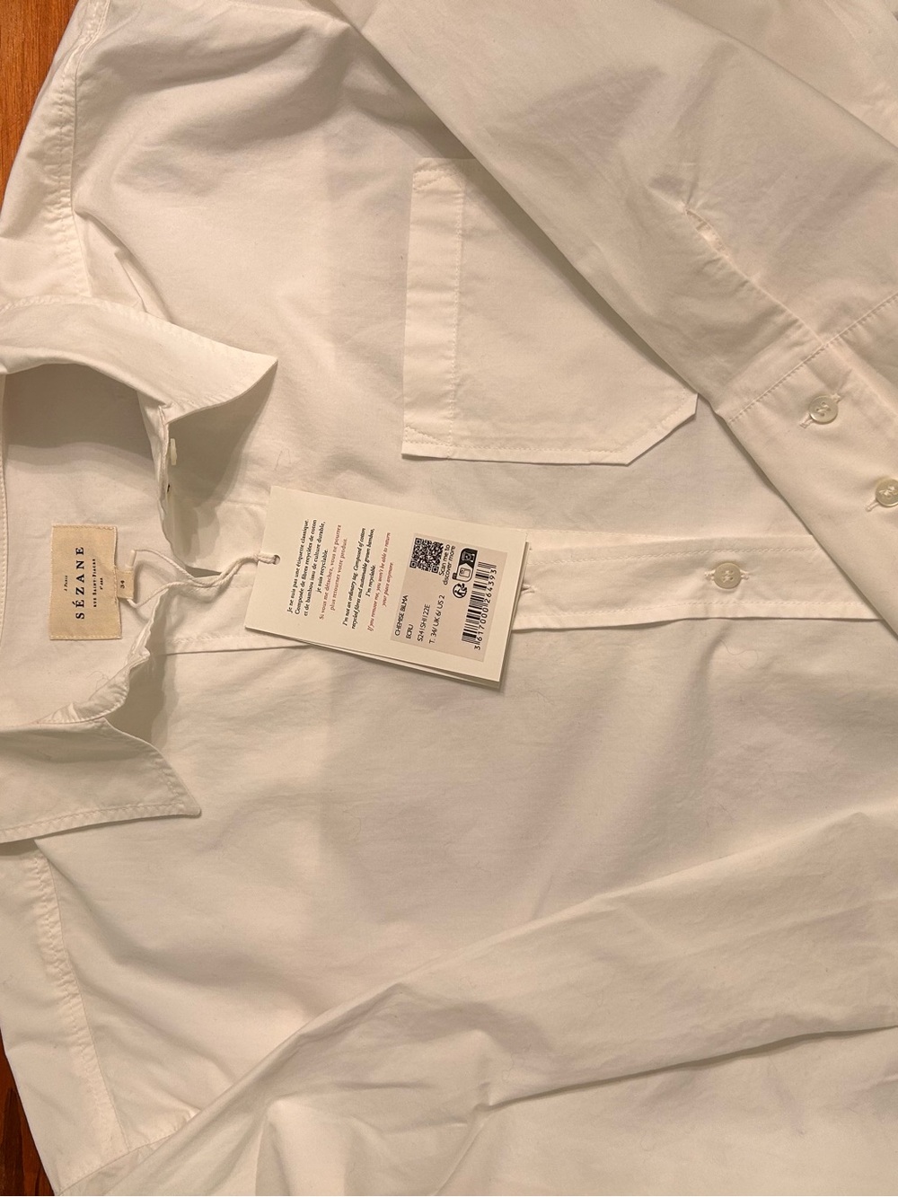 Sezane Bilma Shirt Ecru Size 36 / 4 NWT - Picture 8 of 10